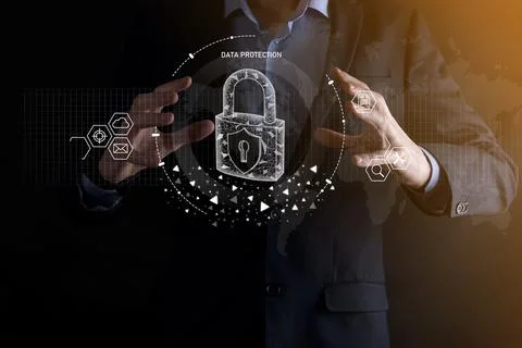 Cyber security network. Padlock icon and internet technology networking. Busi 写真素材