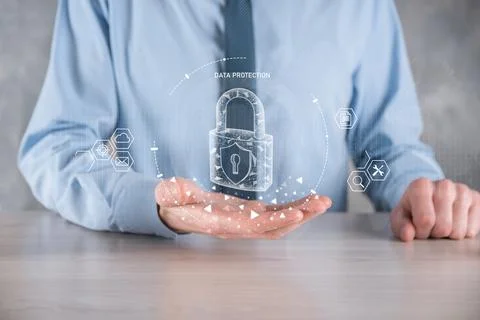 Cyber security network. Padlock icon and internet technology networking. Busi Stock Photos
