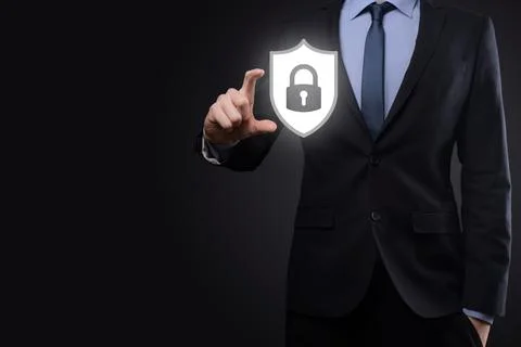 Cyber security network. Padlock icon and internet technology networking. Busi 스톡 사진