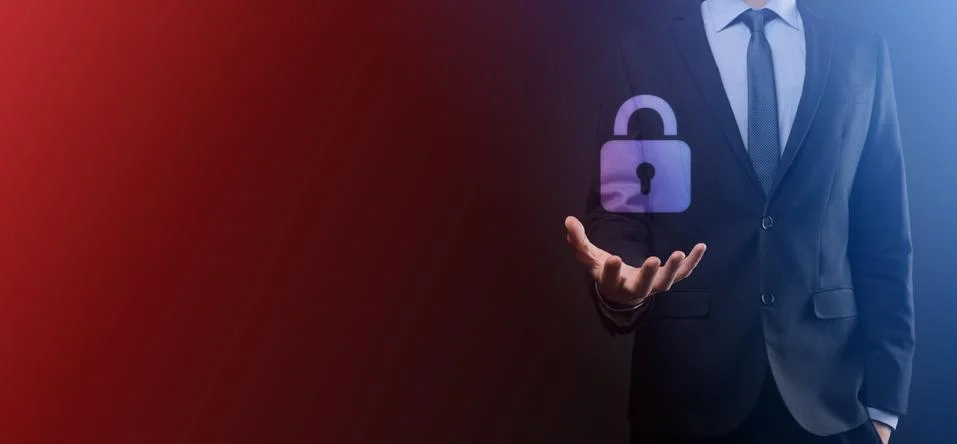Cyber security network. Padlock icon and internet technology networking. Busi Stock Photos