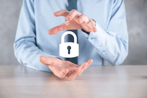 Cyber security network. Padlock icon and internet technology networking. Busi Stock Photos