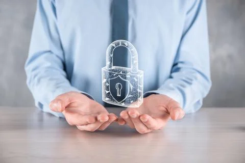 Cyber security network. Padlock icon and internet technology networking. Busi Stock Photos