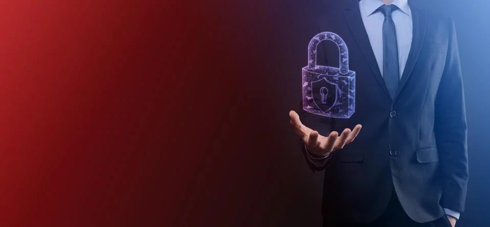 Cyber security network. Padlock icon and internet technology networking. Busi 写真素材