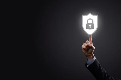 Cyber security network. Padlock icon and internet technology networking. Busi Stock Photos