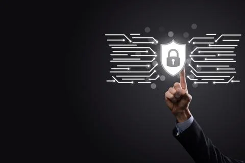 Cyber security network. Padlock icon and internet technology networking. Busi Stock Photos