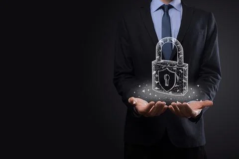 Cyber security network. Padlock icon and internet technology networking. Busi 写真素材