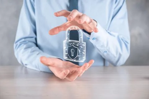 Cyber security network. Padlock icon and internet technology networking. Busi Stock Photos