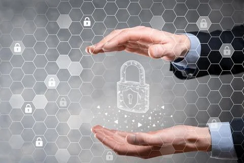 Cyber security network. Padlock icon and internet technology networking. Busi 스톡 사진