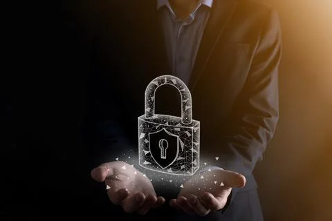 Cyber security network. Padlock icon and internet technology networking. Busi 스톡 사진