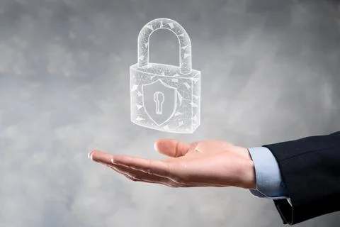 Cyber security network. Padlock icon and internet technology networking. Busi Stock Photos