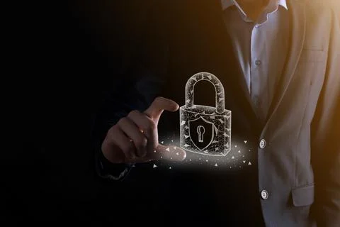 Cyber security network. Padlock icon and internet technology networking. Busi Stock Photos