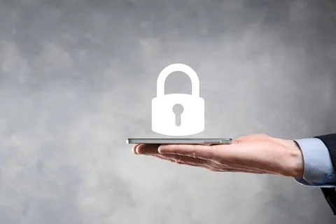 Cyber security network. Padlock icon and internet technology networking. Busi 写真素材