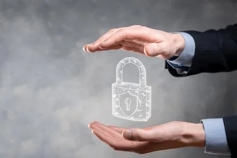 Cyber security network. Padlock icon and internet technology networking. Busi Stock Photos