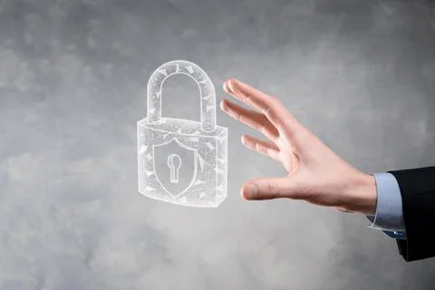 Cyber security network. Padlock icon and internet technology networking. Busi Stock Photos