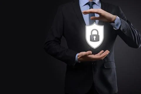 Cyber security network. Padlock icon and internet technology networking. Busi 写真素材