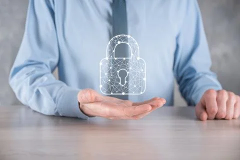 Cyber security network. Padlock icon and internet technology networking. Busi 写真素材