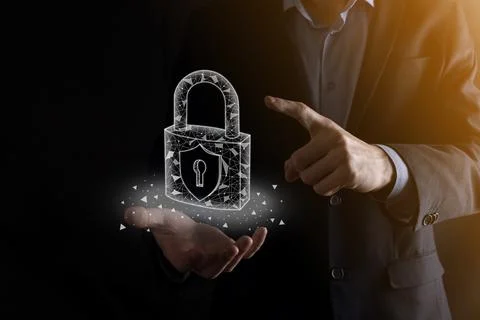 Cyber security network. Padlock icon and internet technology networking. Busi Foto stock