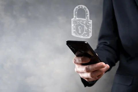 Cyber security network. Padlock icon and internet technology networking. Busi Stock Photos