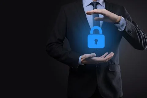 Cyber security network. Padlock icon and internet technology networking. Busi 写真素材