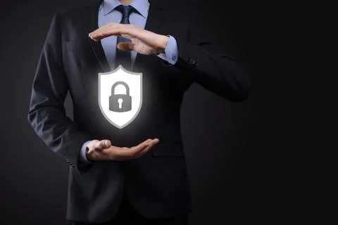 Cyber security network. Padlock icon and internet technology networking. Busi Stock Photos