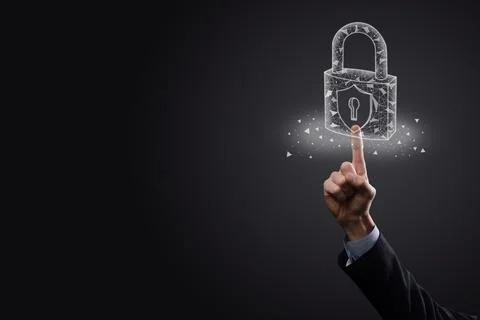 Cyber security network. Padlock icon and internet technology networking. Busi Stock Photos