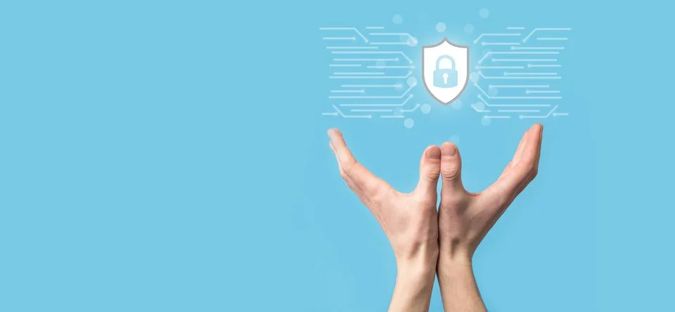 Cyber security network. Padlock icon and internet technology networking. Busi 写真素材