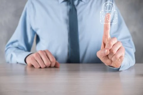 Cyber security network. Padlock icon and internet technology networking. Busi Stock Photos