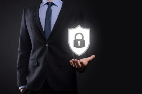 Cyber security network. Padlock icon and internet technology networking. Busi Stock Photos