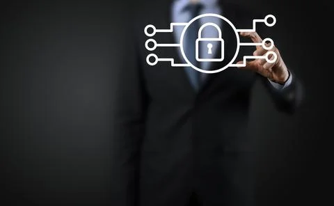 Cyber security network. Padlock icon and internet technology networking. Busi 写真素材