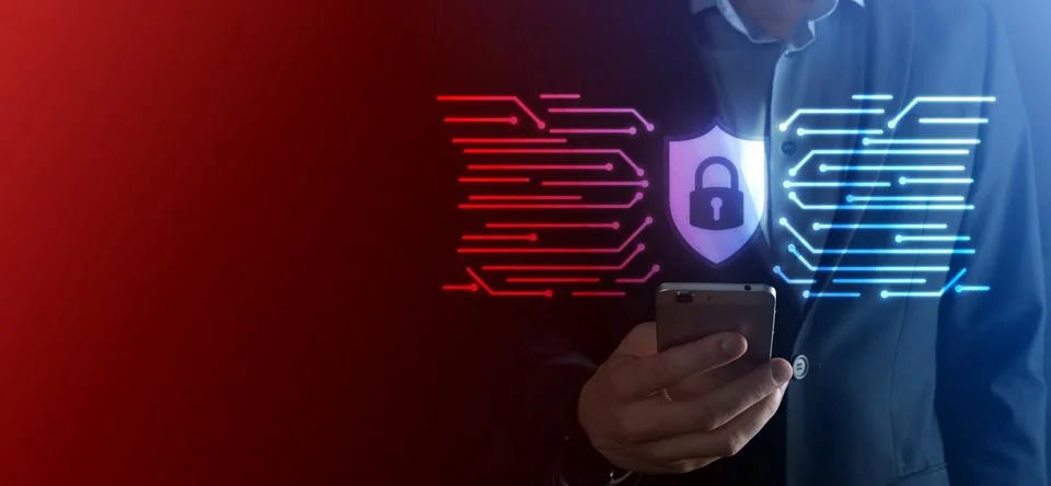 Cyber security network. Padlock icon and internet technology networking. Busi Foto stock