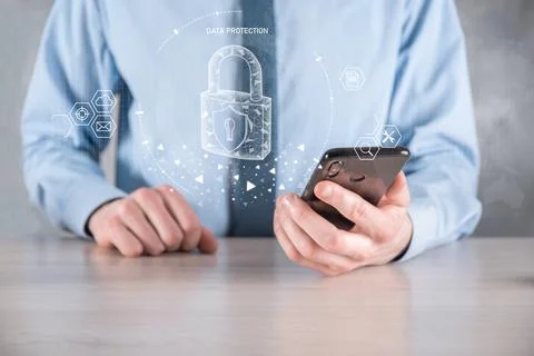 Cyber security network. Padlock icon and internet technology networking. Busi Stock Photos