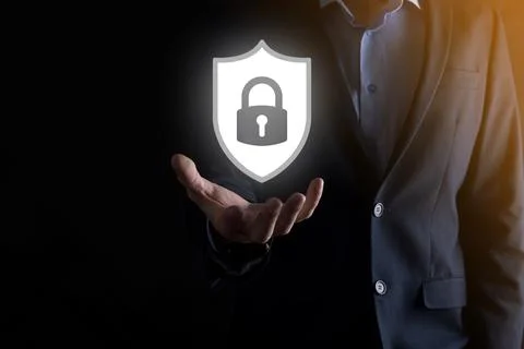 Cyber security network. Padlock icon and internet technology networking. Busi Stock Photos