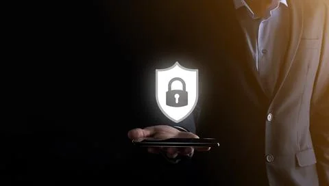 Cyber security network. Padlock icon and internet technology networking. Busi Stock Photos