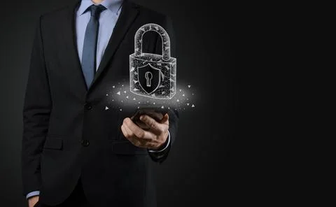 Cyber security network. Padlock icon and internet technology networking. Busi 스톡 사진