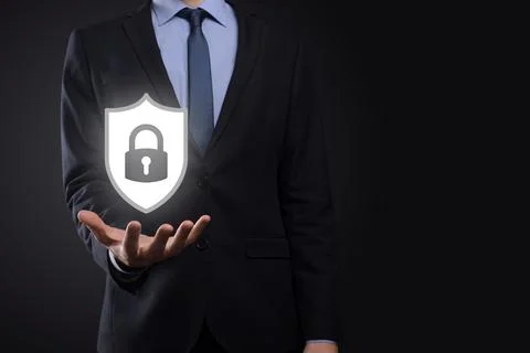 Cyber security network. Padlock icon and internet technology networking. Busi Stock Photos