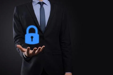 Cyber security network. Padlock icon and internet technology networking. Busi Stock Photos