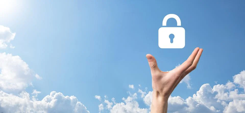 Cyber security network. Padlock icon and internet technology networking. Busi Foto stock