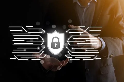 Cyber security network. Padlock icon and internet technology networking. Busi Stock Photos