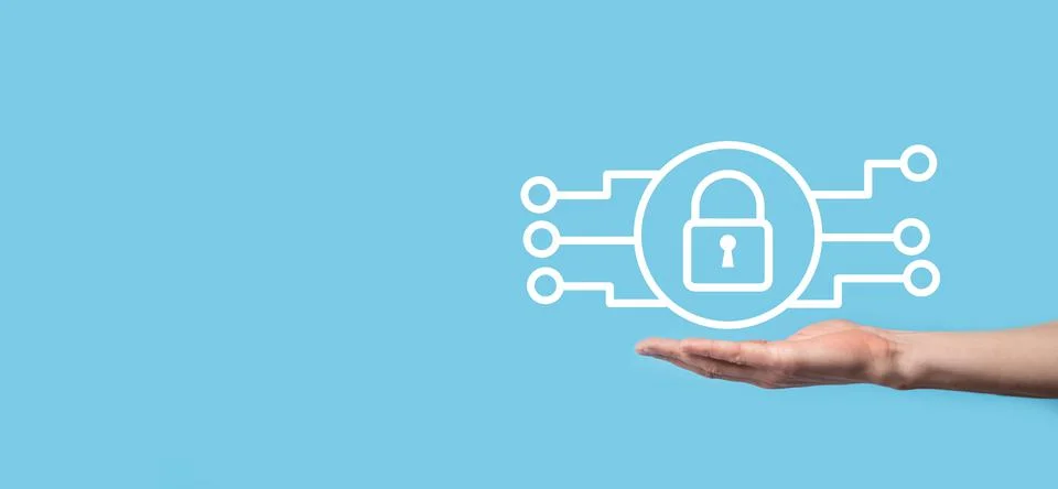 Cyber security network. Padlock icon and internet technology networking. Busi 스톡 사진