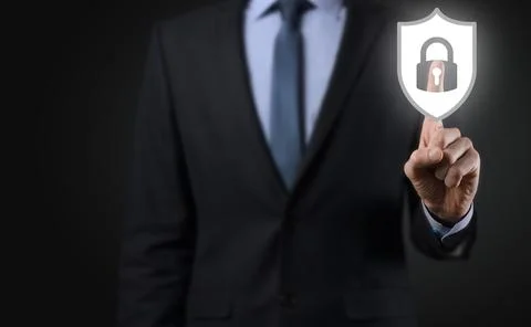 Cyber security network. Padlock icon and internet technology networking. Busi Stock Photos