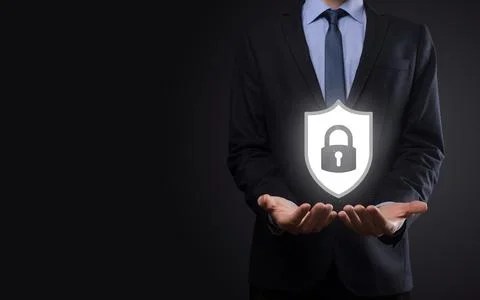 Cyber security network. Padlock icon and internet technology networking. Busi 스톡 사진