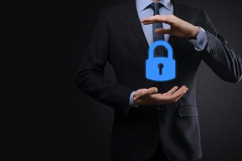 Cyber security network. Padlock icon and internet technology networking. Busi Stock Photos