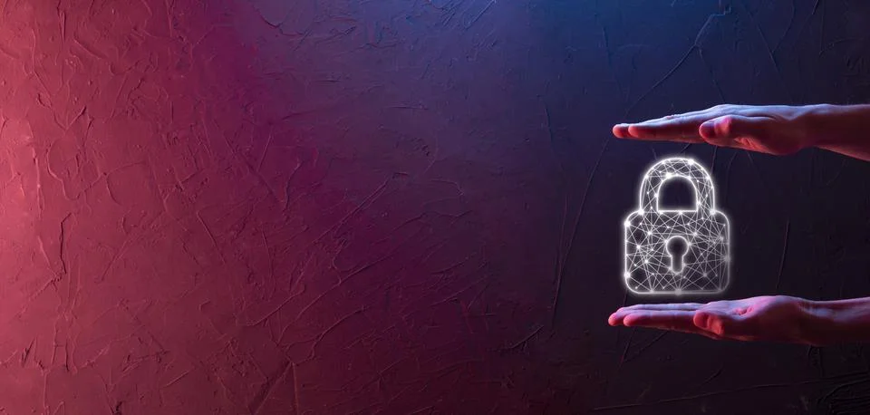 Cyber security network. Padlock icon and internet technology networking. Busi Foto stock