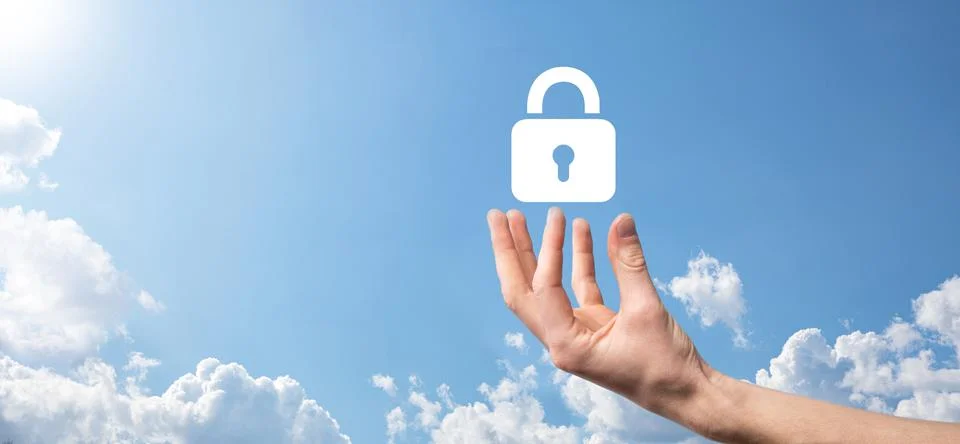 Cyber security network. Padlock icon and internet technology networking. Busi Foto stock