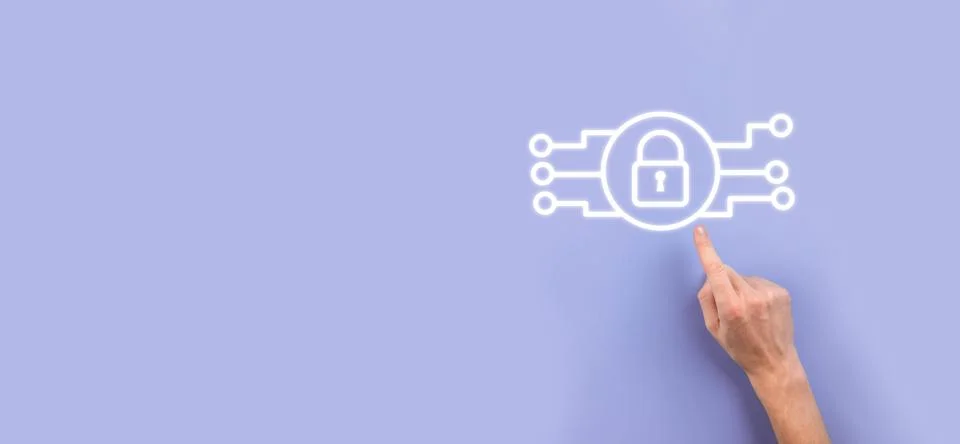 Cyber security network. Padlock icon and internet technology networking. Busi Foto stock