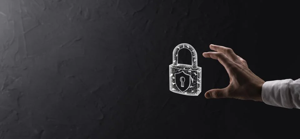 Cyber security network. Padlock icon and internet technology networking. Busi Stock Photos