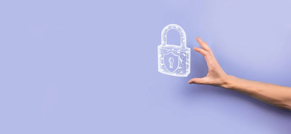Cyber security network. Padlock icon and internet technology networking. Busi Stock Photos