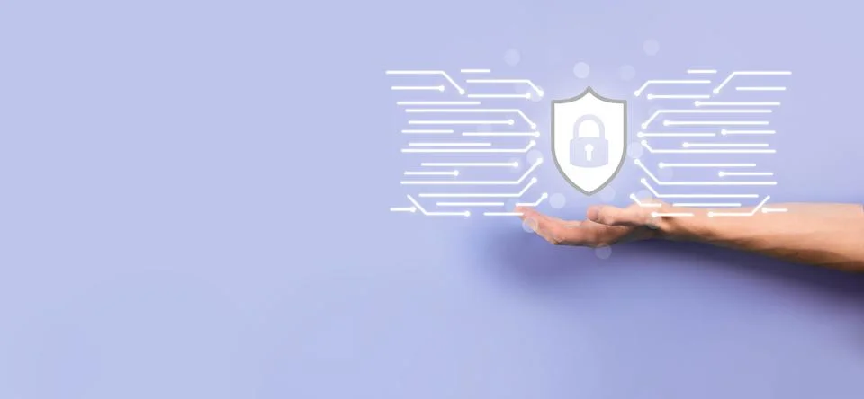 Cyber security network. Padlock icon and internet technology networking. Busi Stock Photos