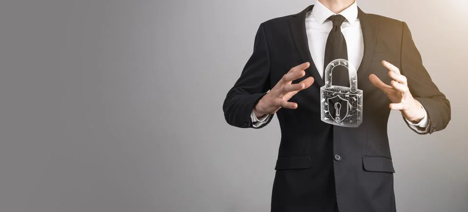 Cyber security network. Padlock icon and internet technology networking. Busi Foto stock