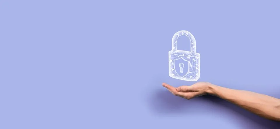 Cyber security network. Padlock icon and internet technology networking. Busi Stock Photos
